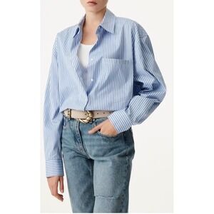IRO Paris Yara Striped Button Down Shirt Oversized Blouse 36 MSRP $365